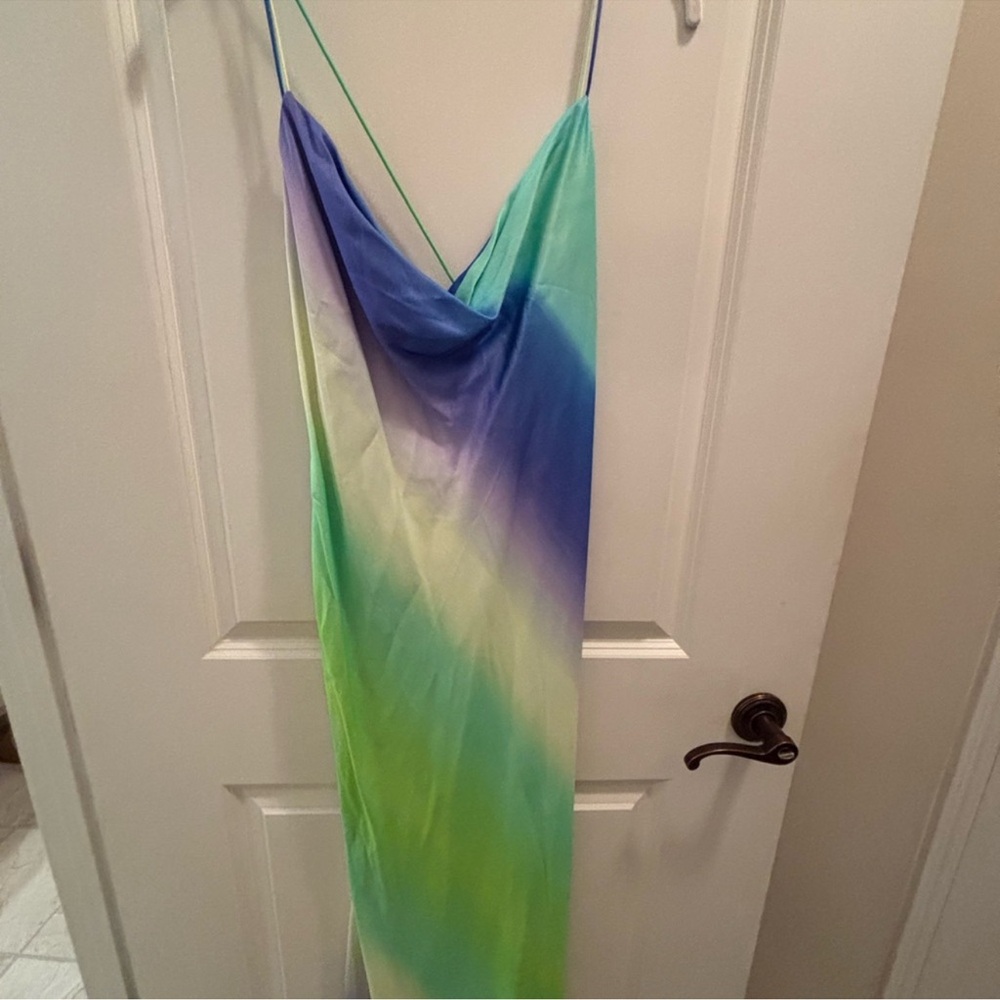 Zara Green Blue Purple Ombre Slip Dress